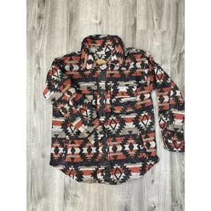 NEW KORI men's flannel button down shacket in aztec